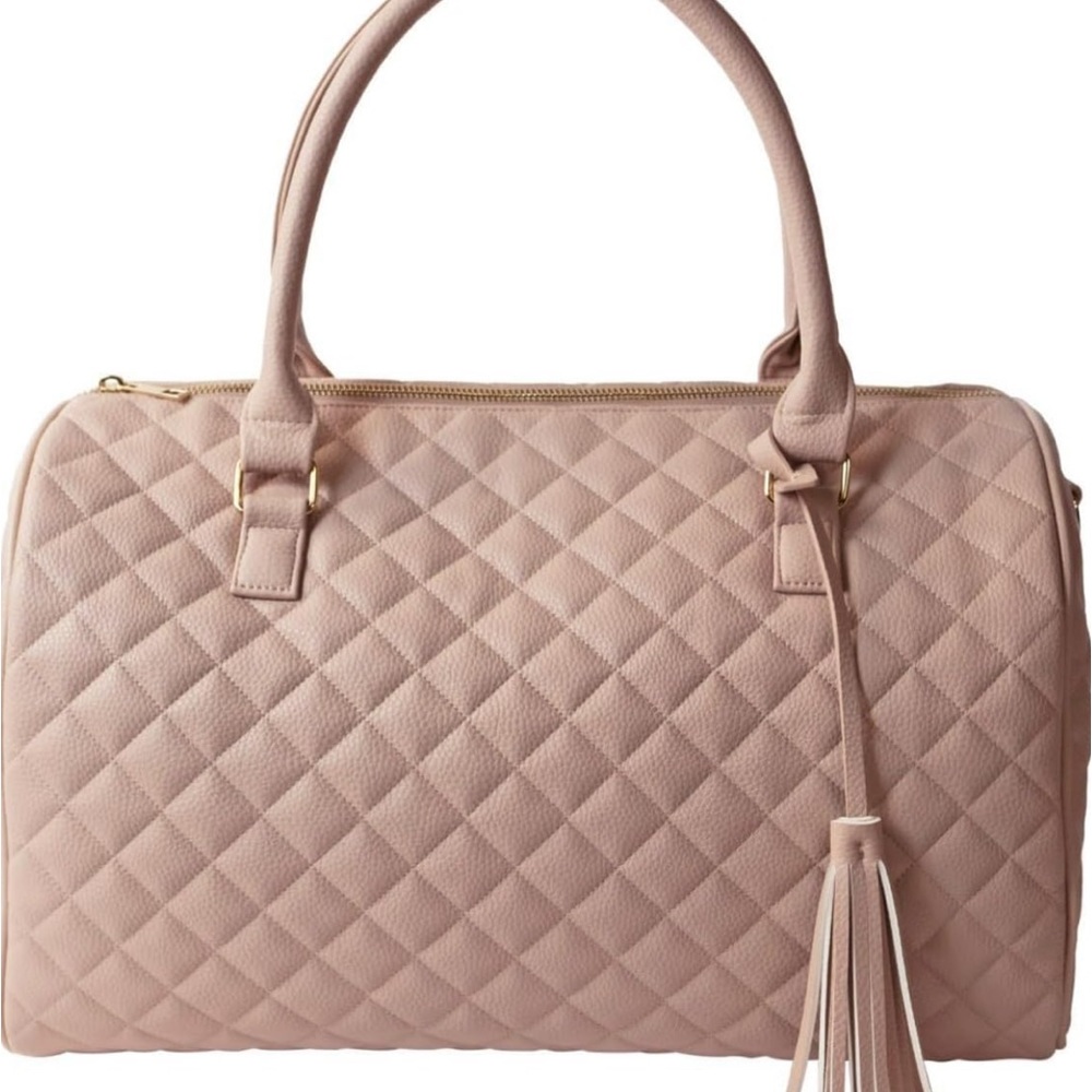Blush quilted weekender, travel bag